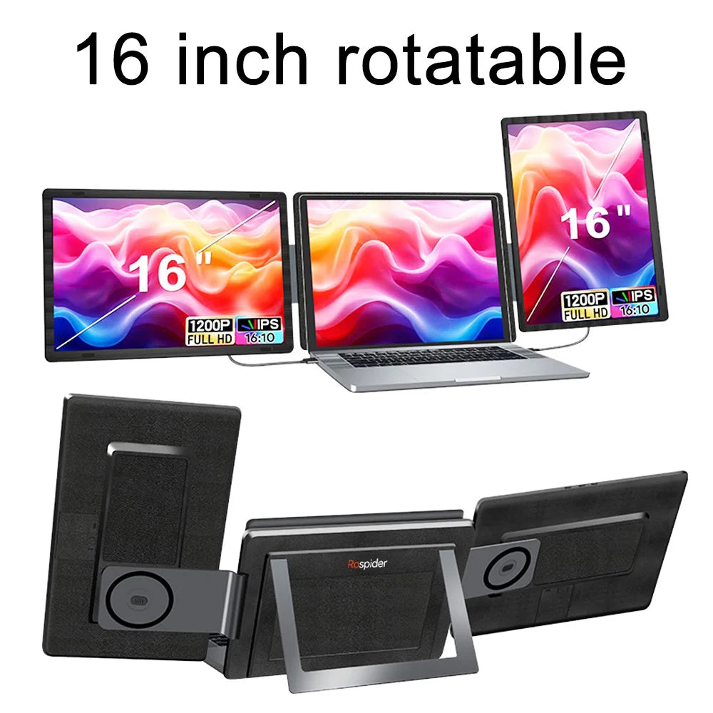 14 to 16 Inch Dual Screen Extender Display FHD IPS Triple Expandable Monitors
