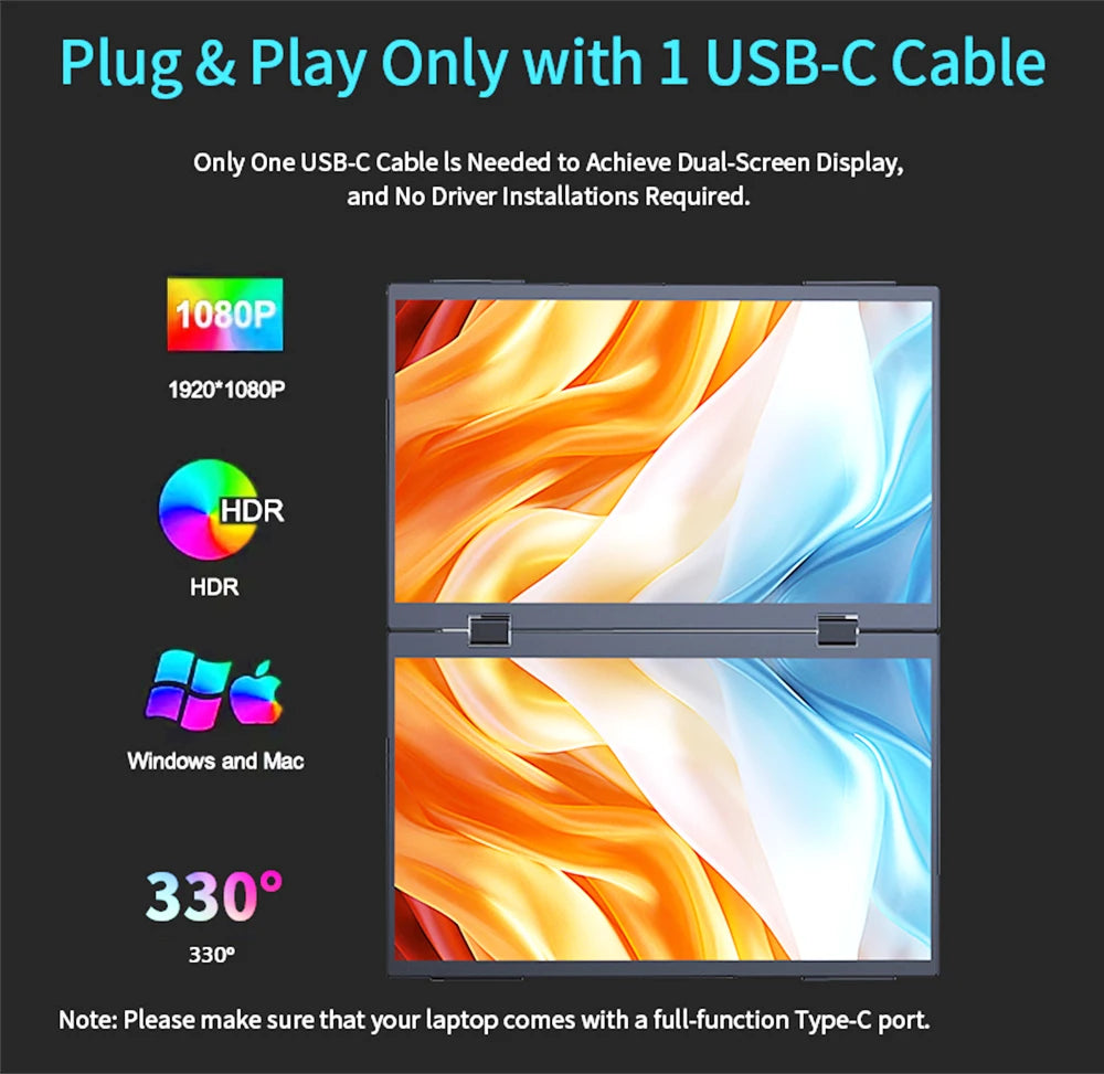 18.5" Dual Touch Portable Monitor Non touch Optional 100Hz 1080P FHD