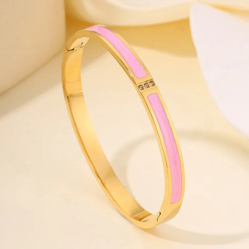 5/1pcs Sparkling Zirconia Inlaid Stainless Steel Bracelet Set