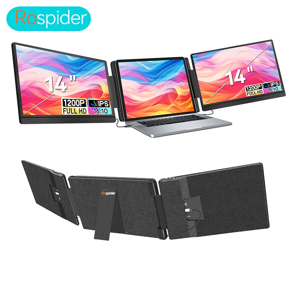 14 to 16 Inch Dual Screen Extender Display FHD IPS Triple Expandable Monitors