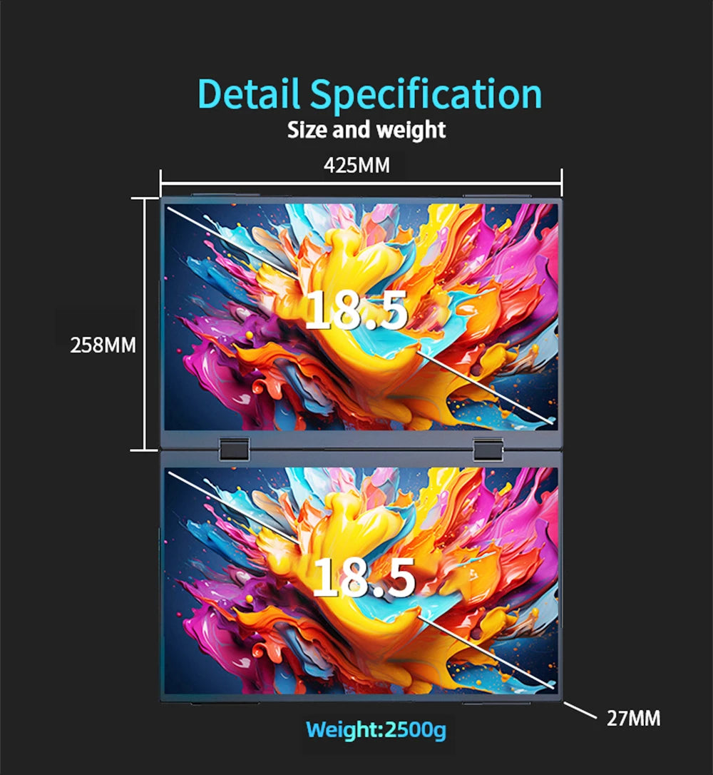 18.5" Dual Touch Portable Monitor Non touch Optional 100Hz 1080P FHD