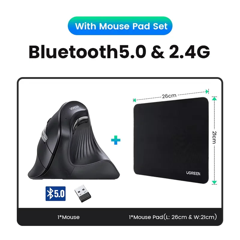 Vertical Mouse Wireless Bluetooth  6 Mute Buttons for MacBook Tablet Laptops Computer PC