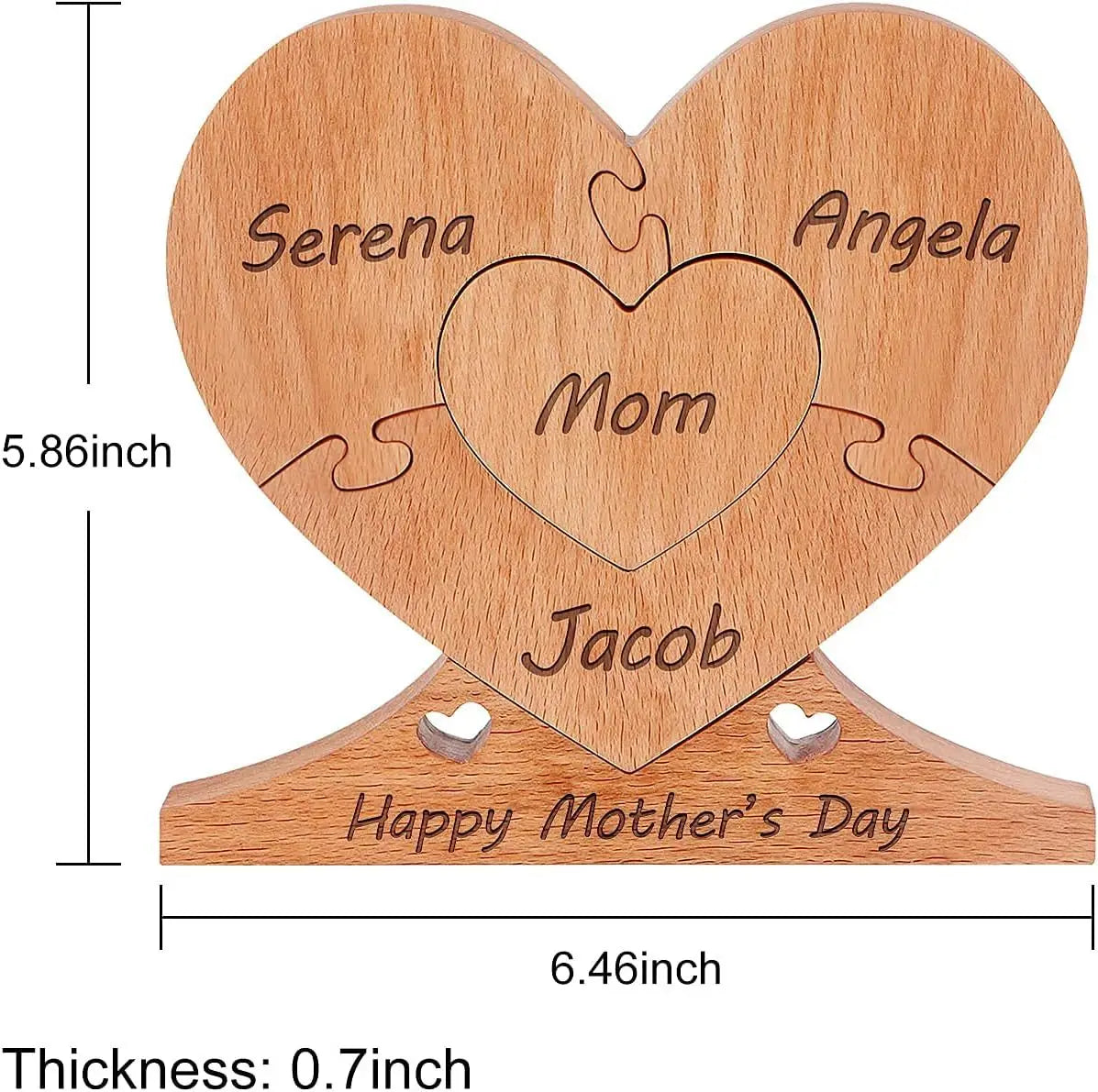Family Wood Ornaments Free Name Engraving Wooden Decoration