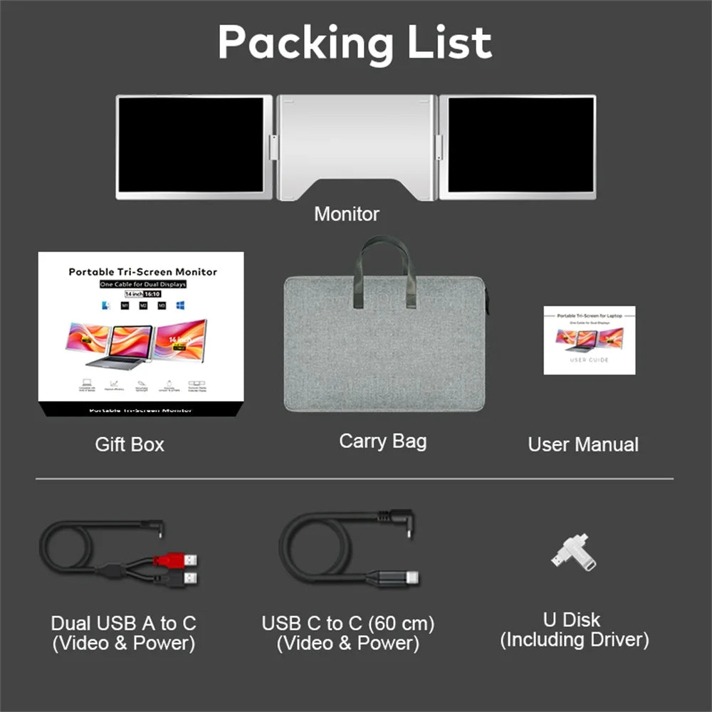 Dual Screen Display Extended Portable Monitor