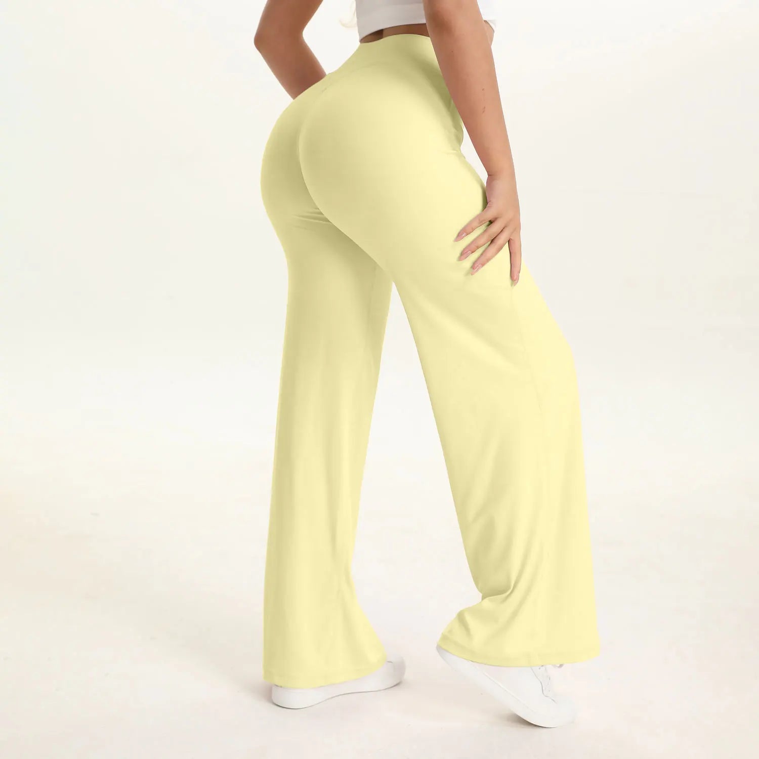 Straight Leg Bottoms Women's Mid Waist Yoga Pants