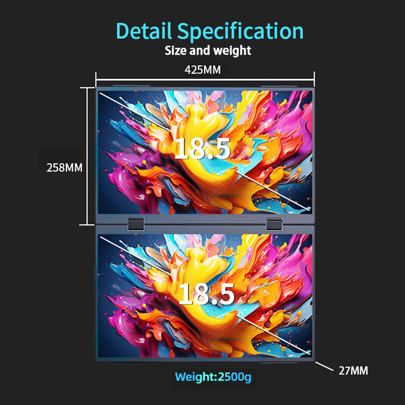 18.5" Dual Touch Portable Monitor Non touch Optional 100Hz 1080P FHD