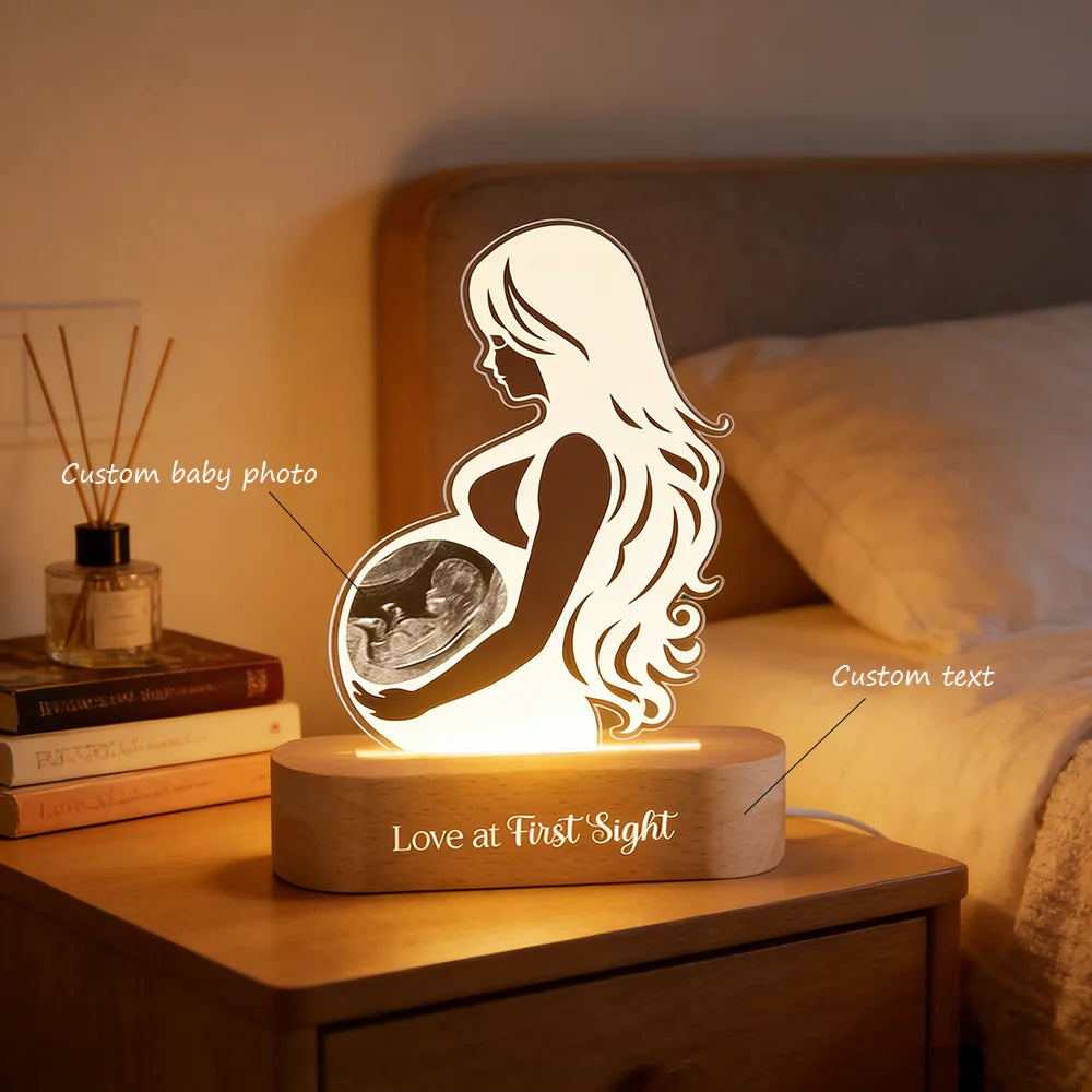 Acrylic Night Light Personalized Ultrasound Picture Mothers Day Gift For Pregnant Mom Expectant Parents Bedroom decor