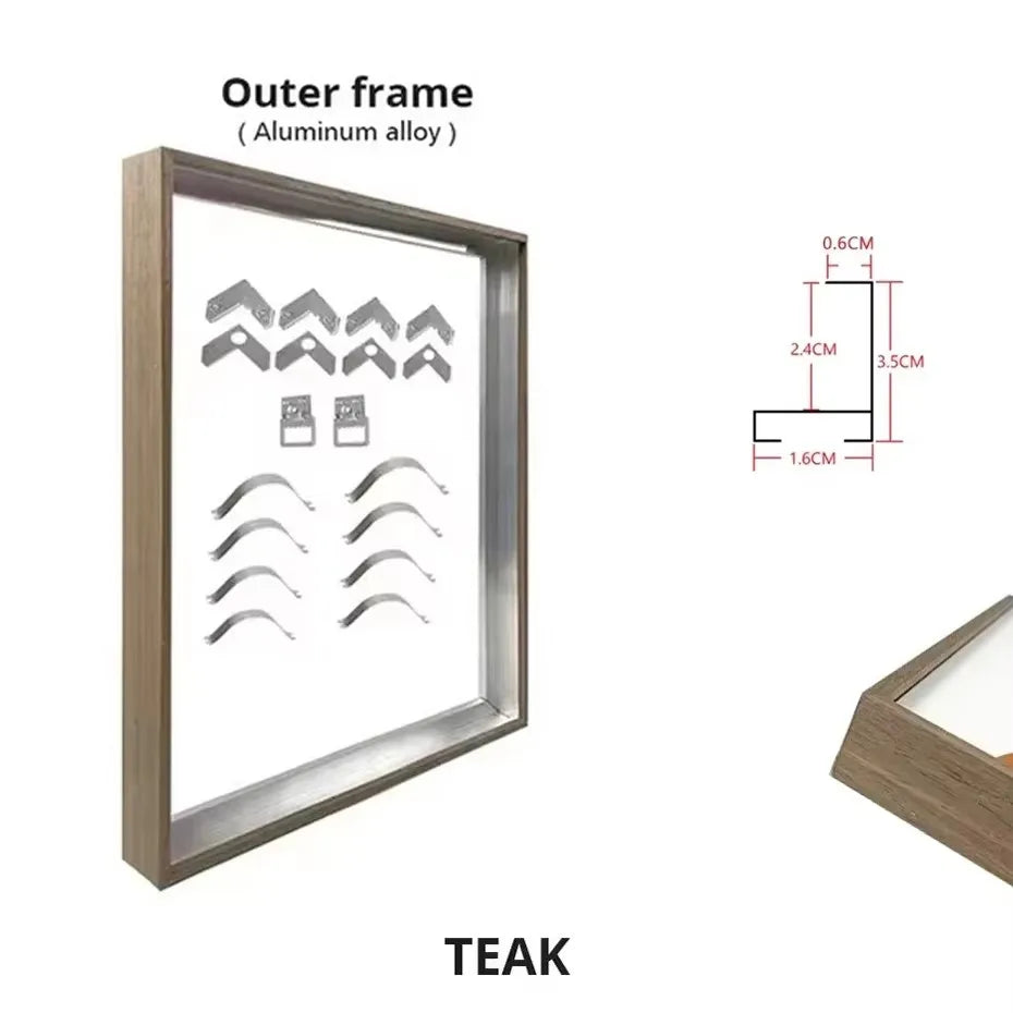 Customized DIY Frame Kit Gold Black Metal Aluminum Outer Frame and Wooden Inner Frame