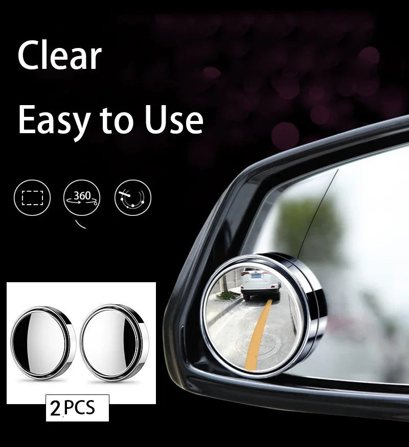 2Pcs Round Frame Convex Blind Spot Mirror Safety Driving