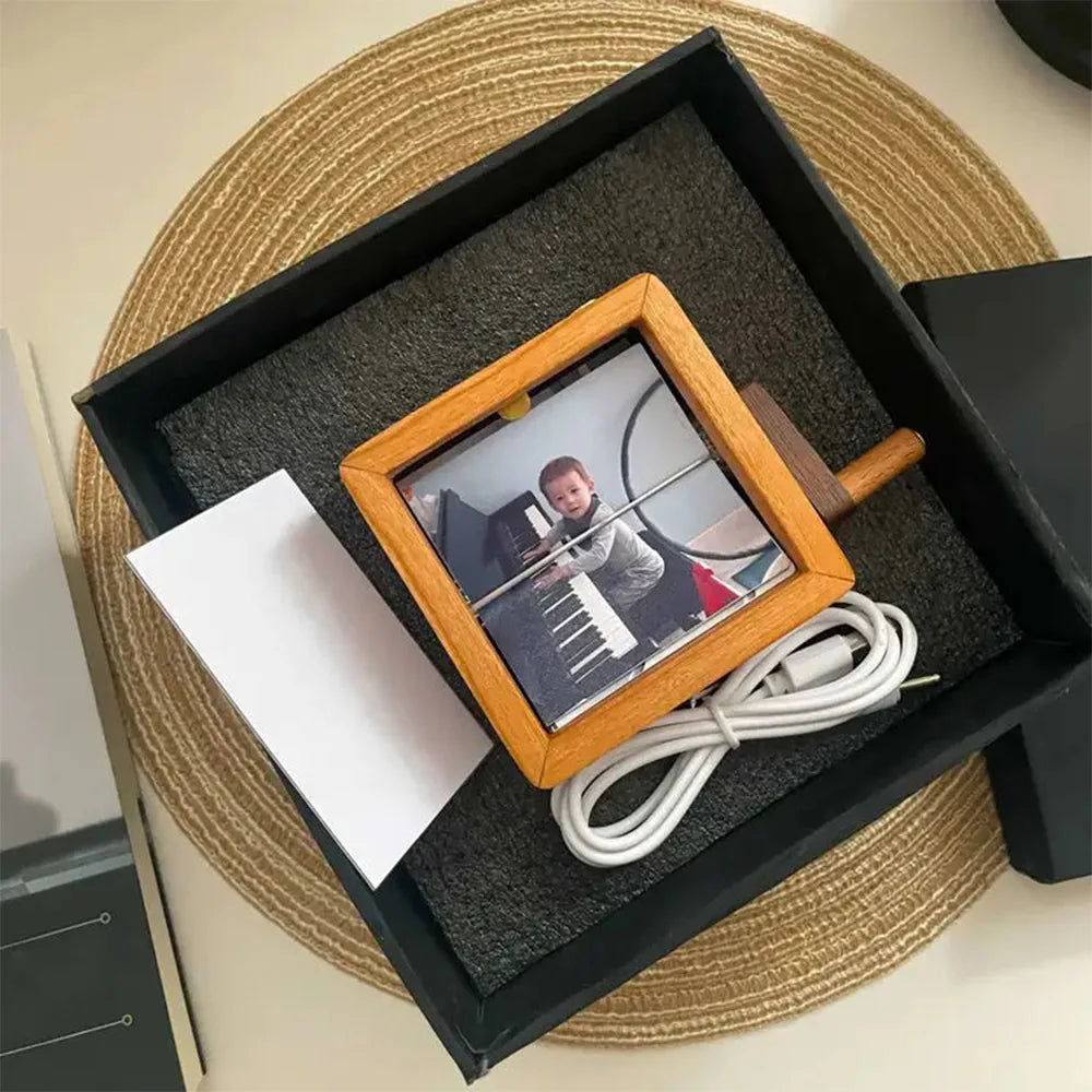 Hand Cranked Photo Flip book Box Solid wood slightly different colors