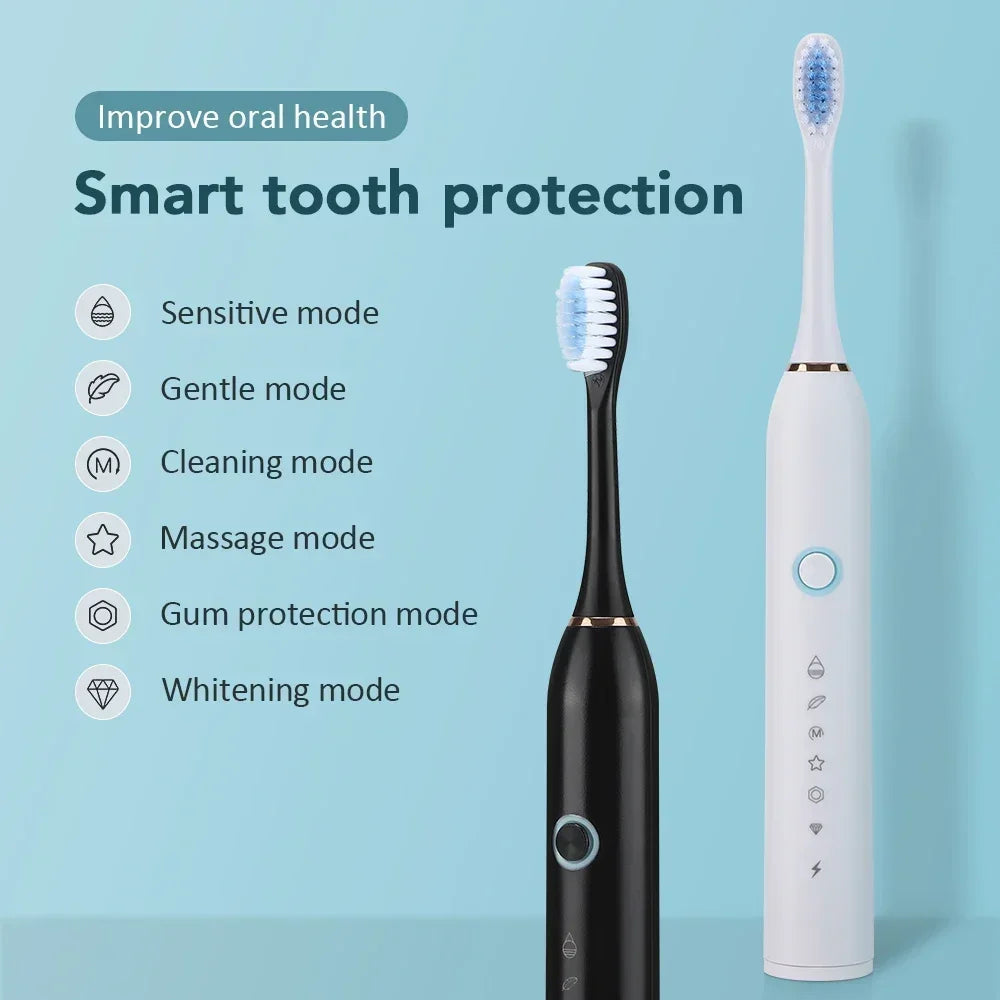 Six Modes Electric Ultrasonic Toothbrush Soft