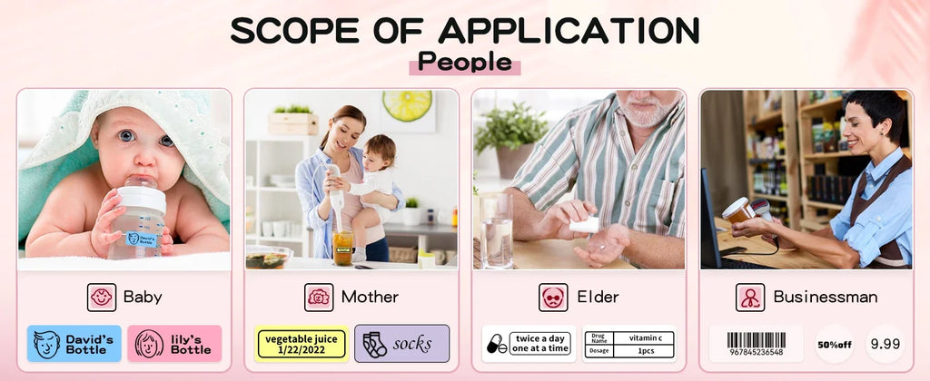 Portable Mini Printer Thermal Adhesive Sticker Label Printer Inkless Label Maker For Mobile Label