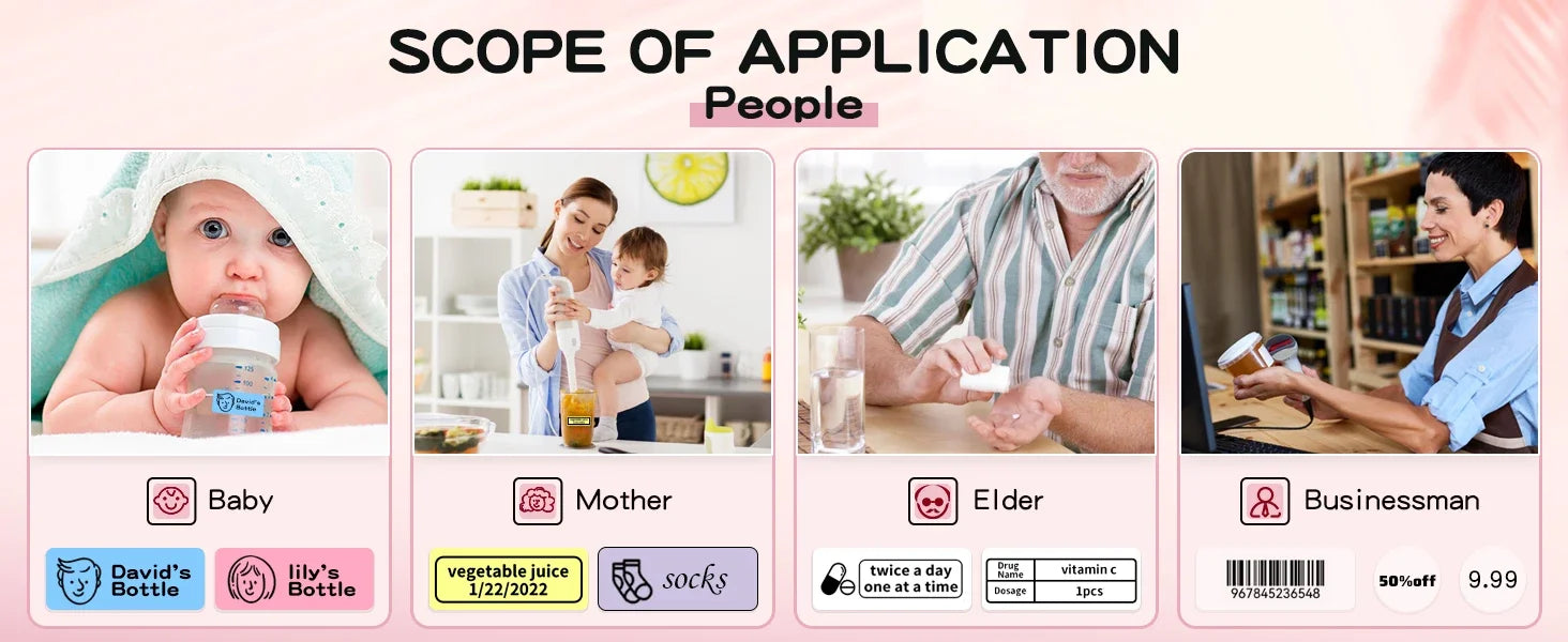 Portable Mini Printer Thermal Adhesive Sticker Label Printer Inkless Label Maker For Mobile Label
