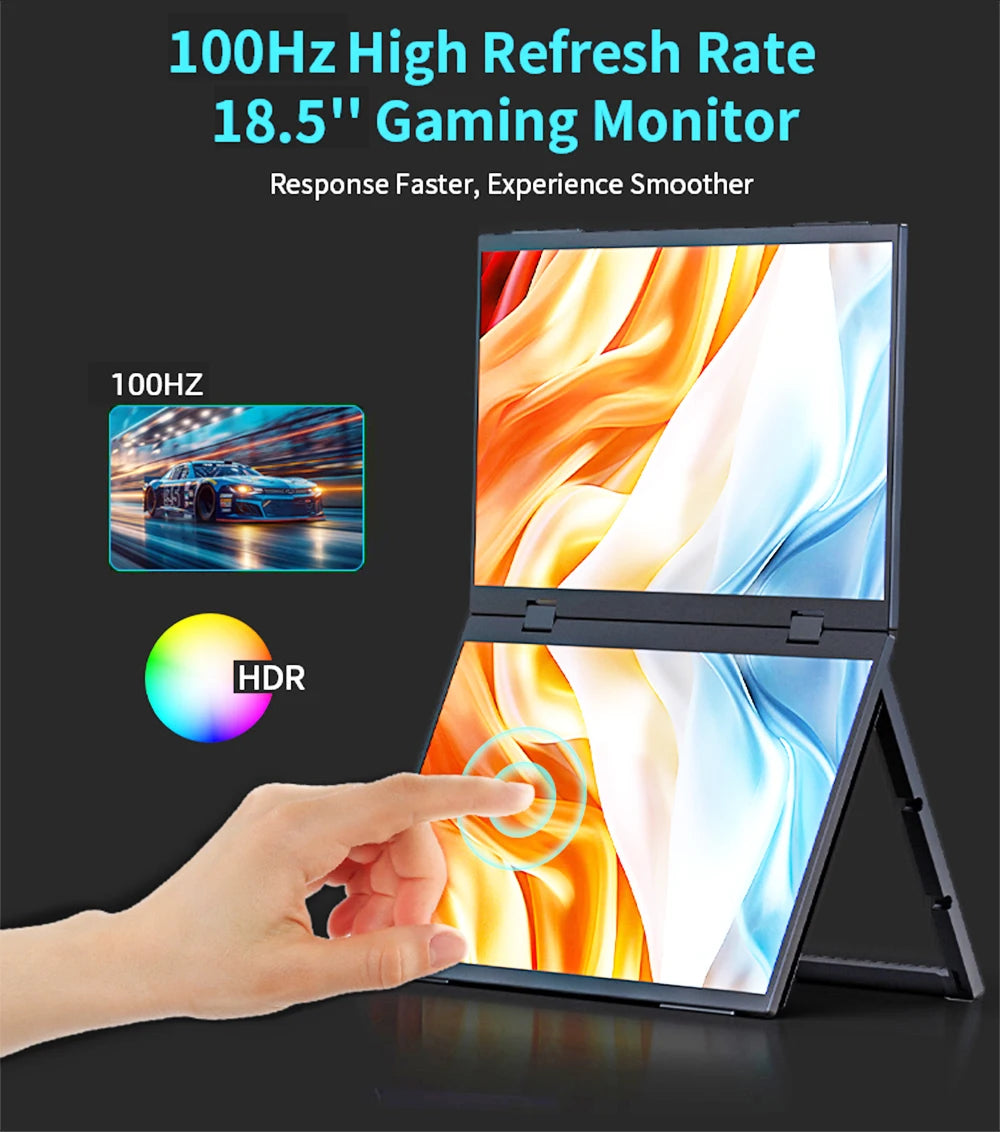 18.5" Dual Touch Portable Monitor Non touch Optional 100Hz 1080P FHD