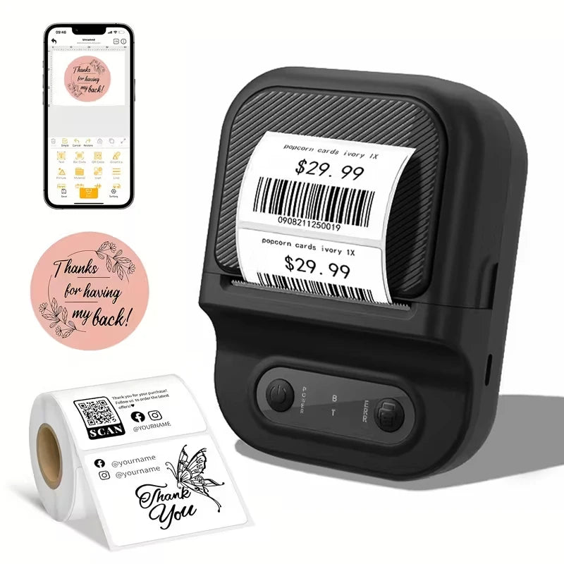 Mini Thermal Label Printer Self adhesive Paper & Inkless