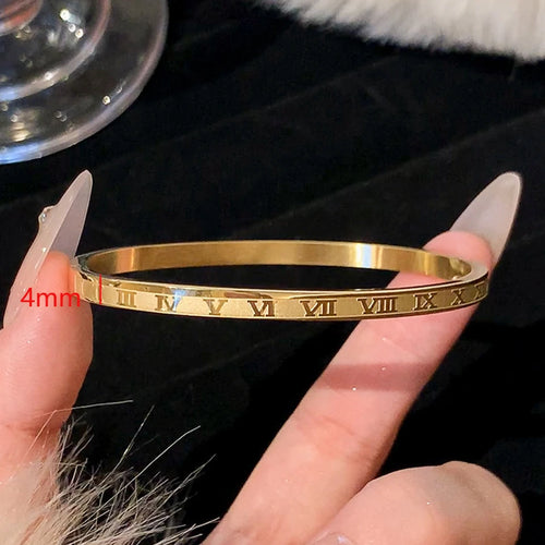 5/1pcs Sparkling Zirconia Inlaid Stainless Steel Bracelet Set