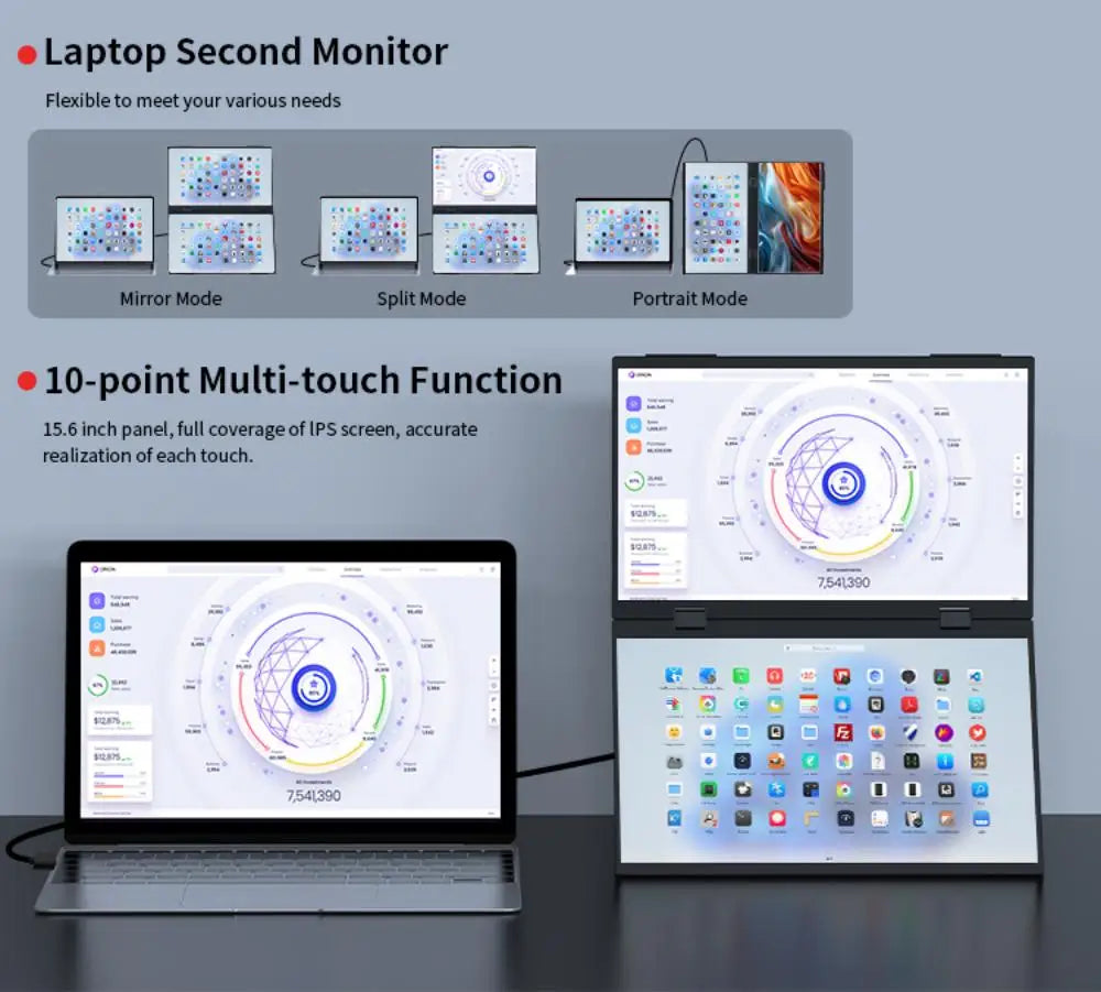 18.5" Dual Touch Portable Monitor Non touch Optional 100Hz 1080P FHD