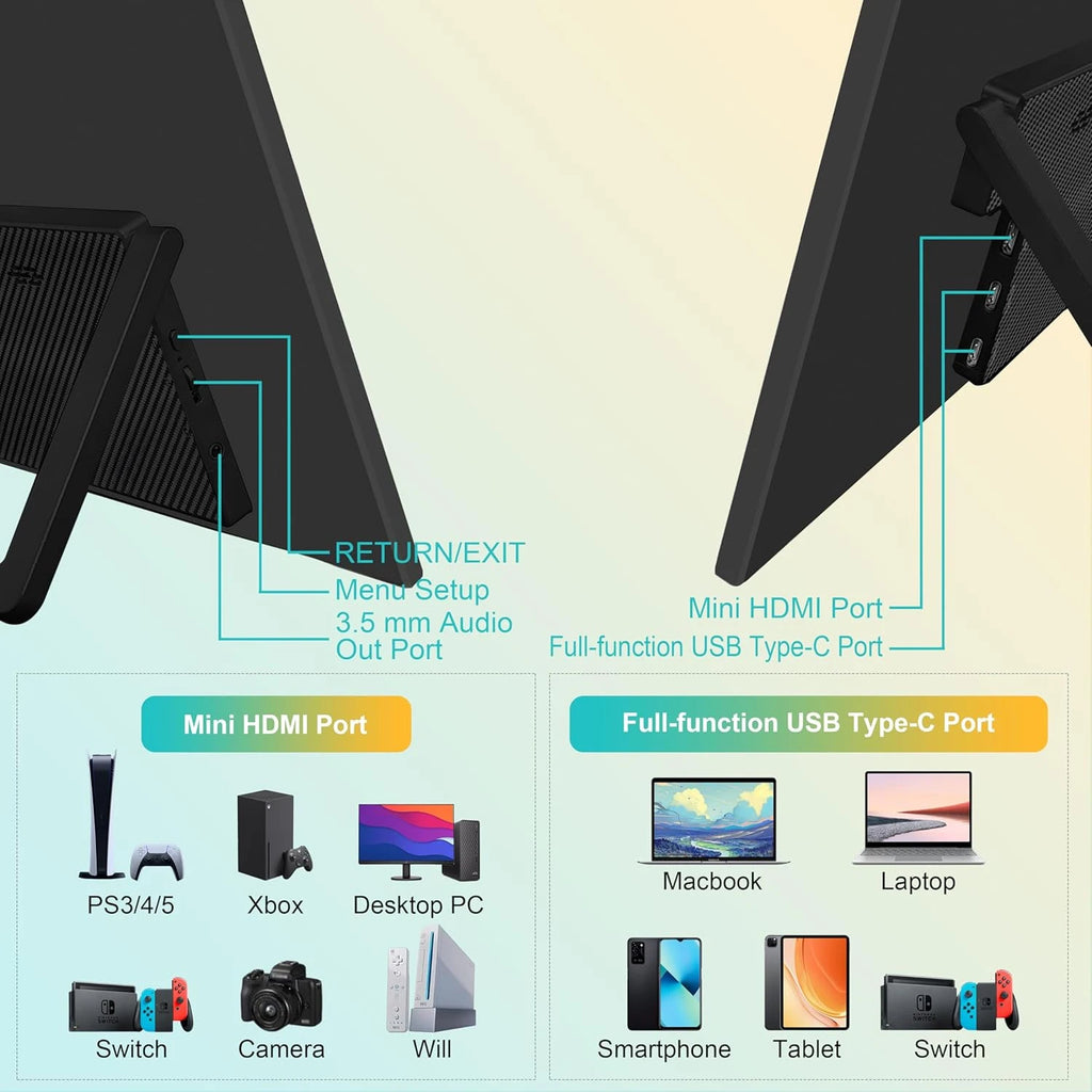 Portable Monitors 21.5/23.8/24.5 Inch 100sRGB Gaming phone Mobile Laptop Extender Second Screen