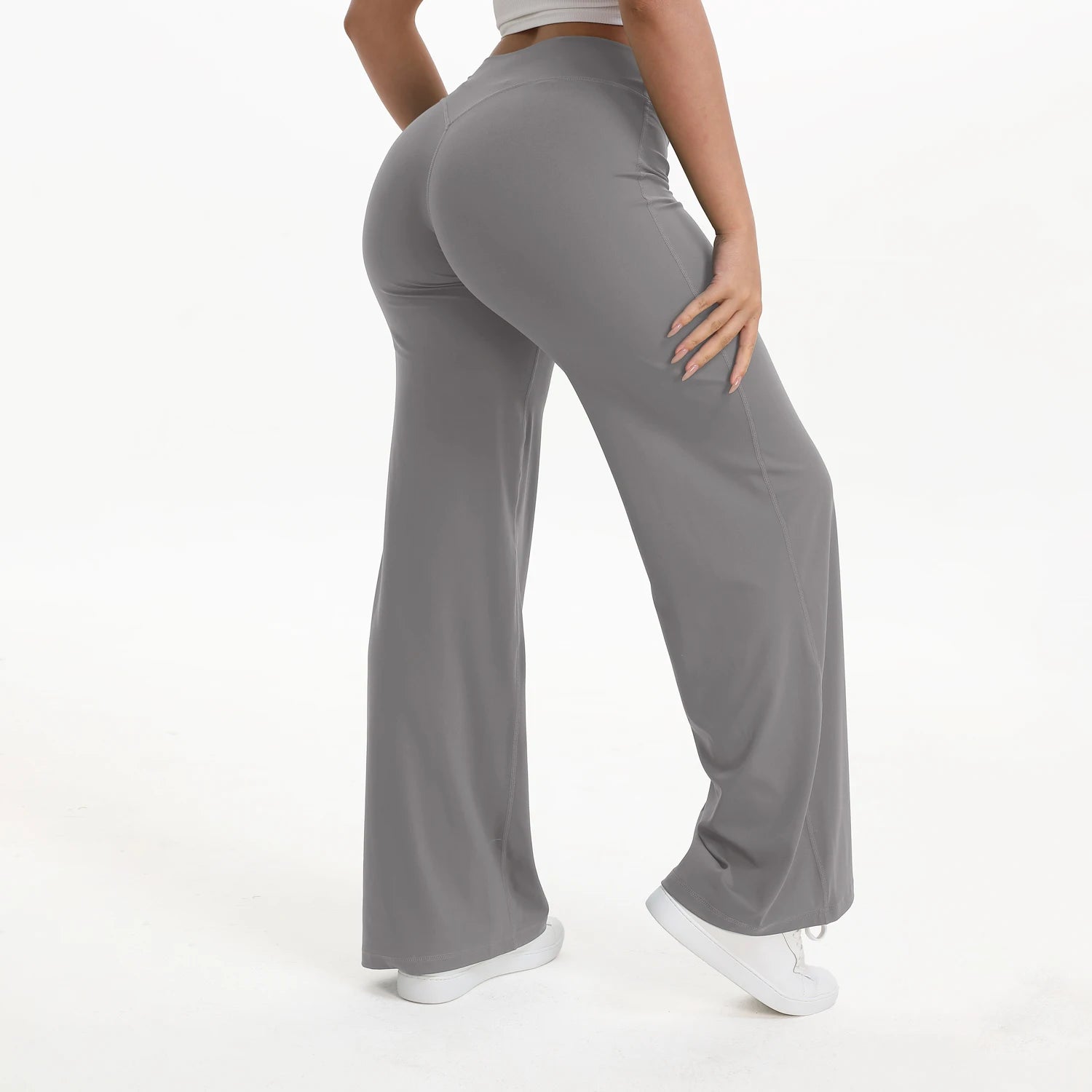 Straight Leg Bottoms Women's Mid Waist Yoga Pants
