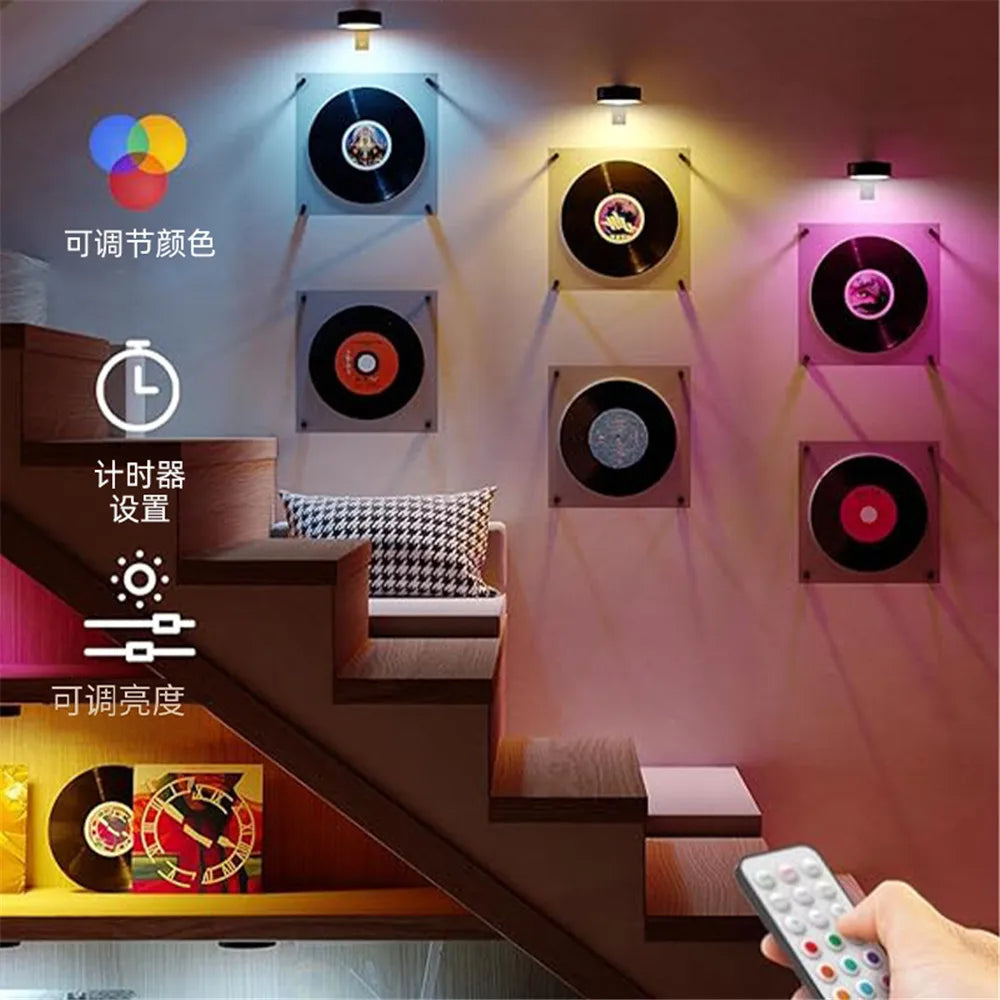 3 Color Wireless Wall Light Dimmable Led Spotlight Battery Powered Lamp Home Wall Lamp Led Lights