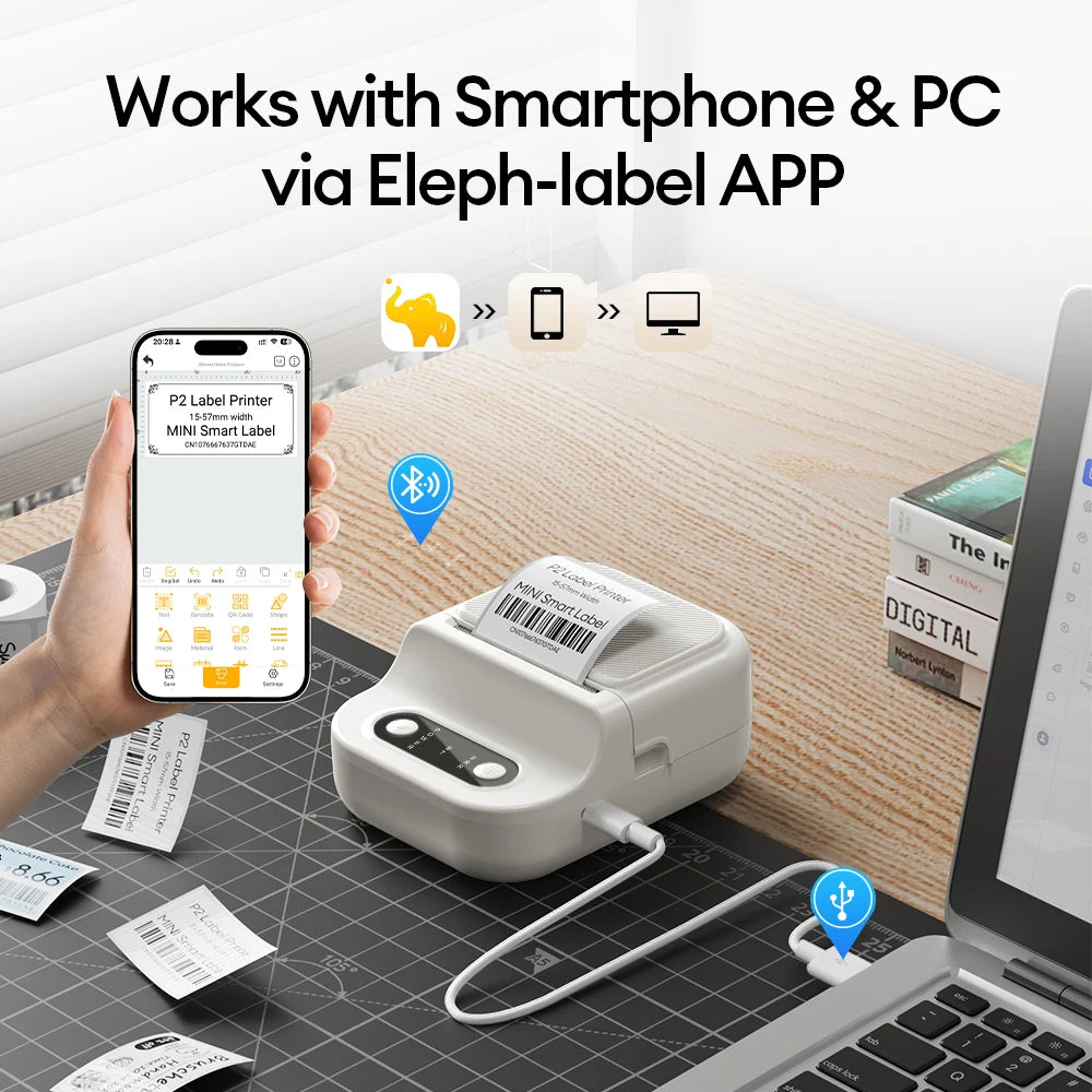 Mini Thermal Label Printer Self adhesive Paper & Inkless