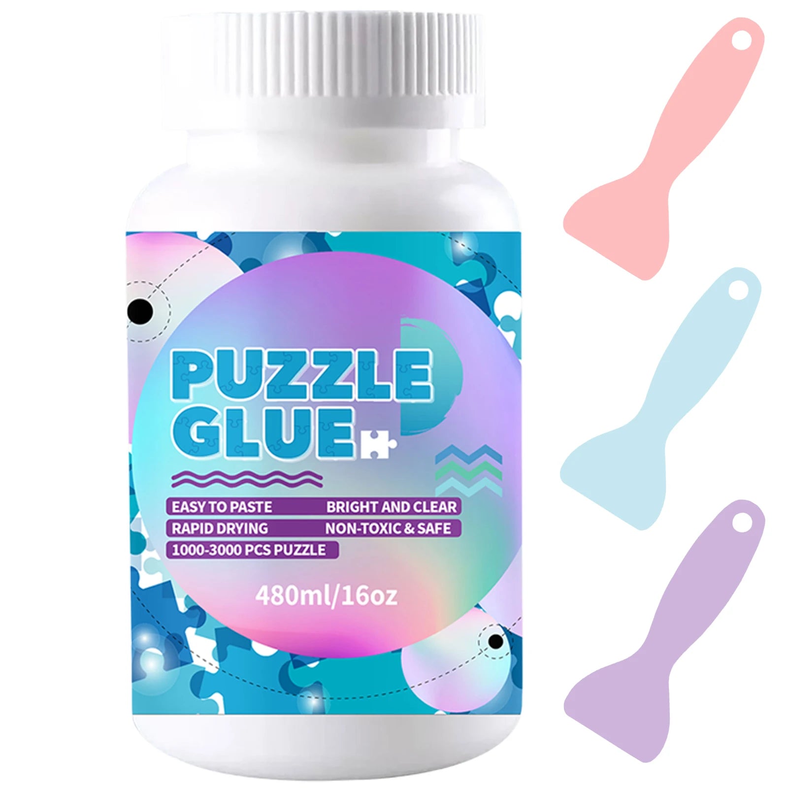 Jigsaw Puzzle Glue with Applicator Laminates and Preserves Finished Jigsaw Puzzles