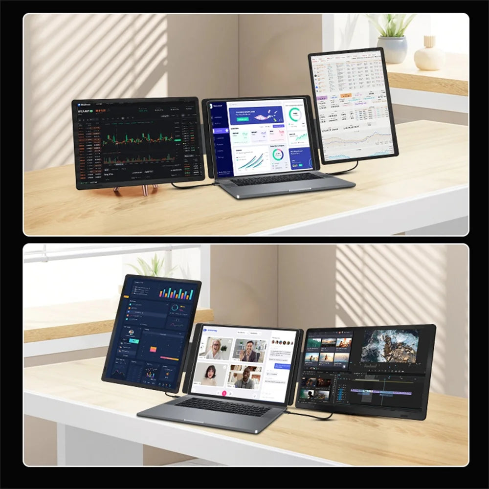 14 to 16 Inch Dual Screen Extender Display FHD IPS Triple Expandable Monitors