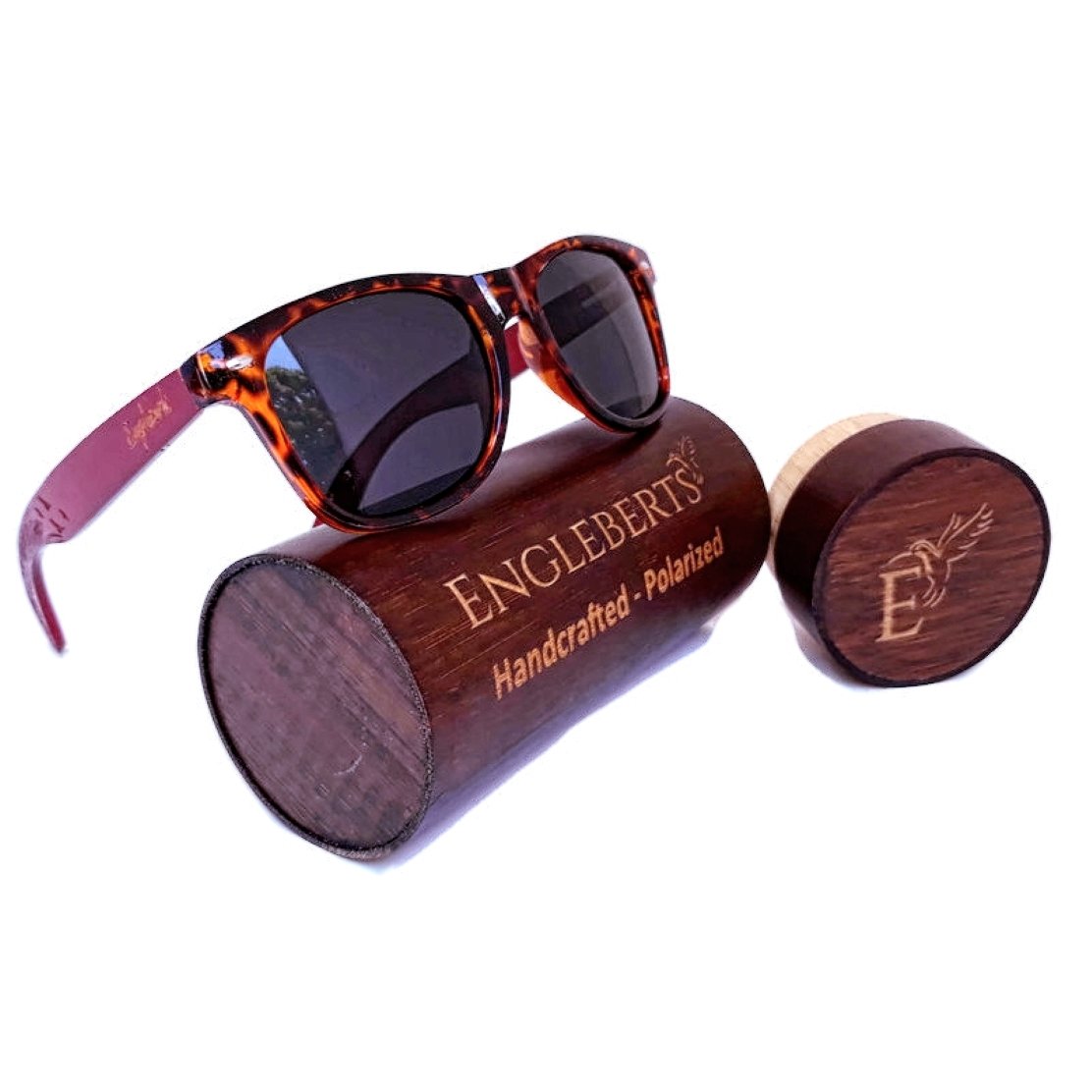 Tortoise Bamboo Wooden Sunglasses with Engraved Wood Cases