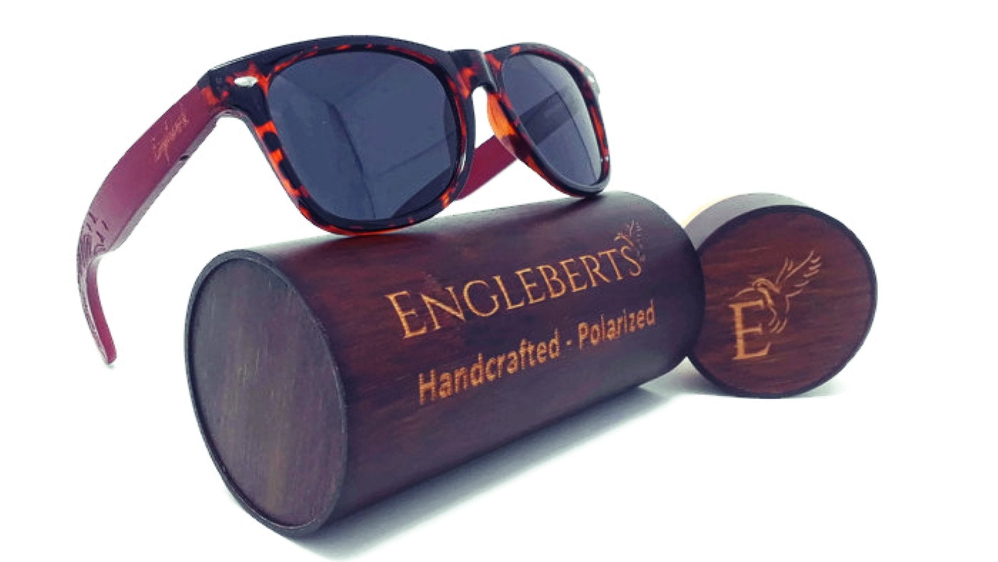 Tortoise Bamboo Wooden Sunglasses with Engraved Wood Cases