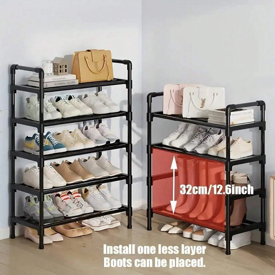 5 Layer Shoe Rack Black Shoe Storage Stand Simple Home Office Shoe Storage DIY