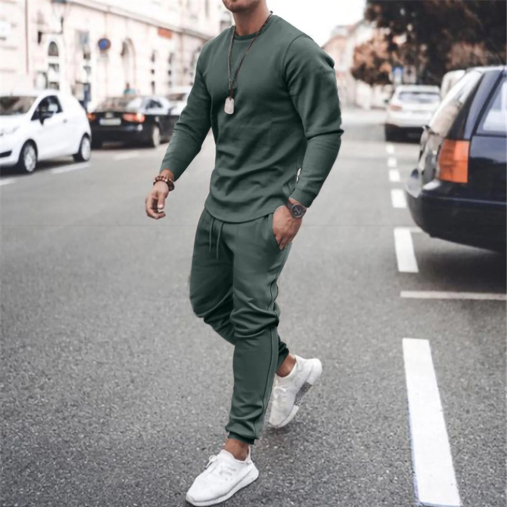 Men's Long Sleeve round Neck Tracksuit 2 Piece Set