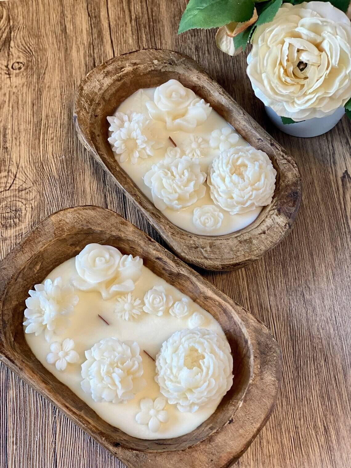 Handcrafted Botanical Garden Dough Bowl Candle Soy Wax Floral