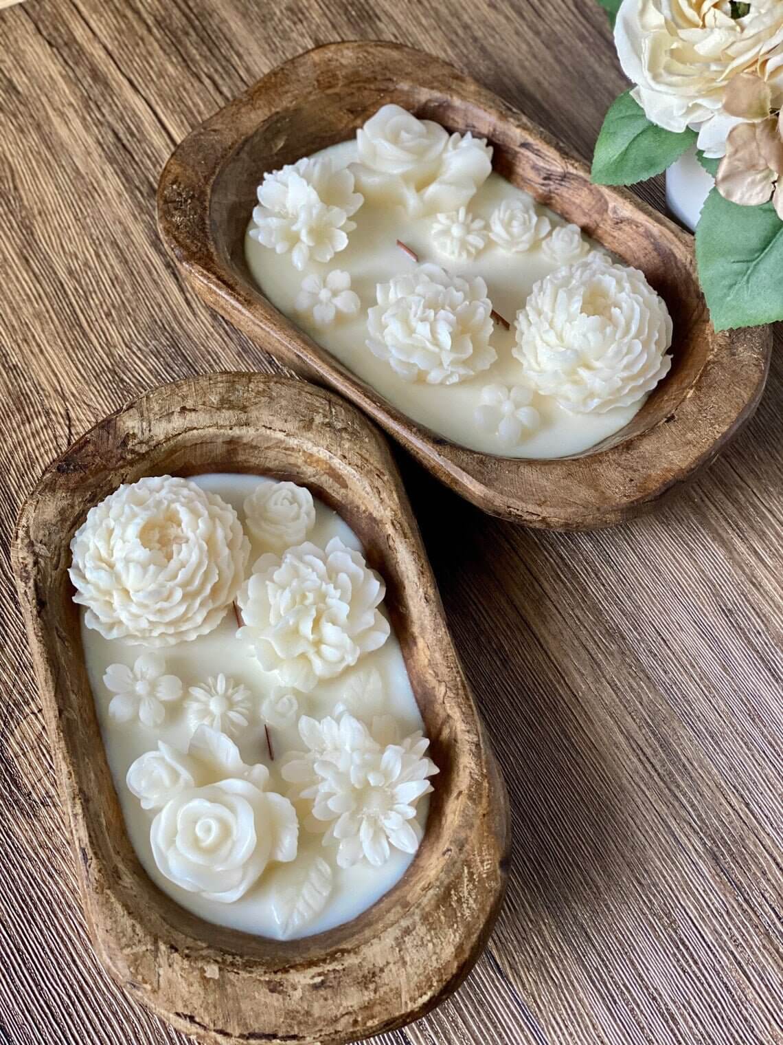 Handcrafted Botanical Garden Dough Bowl Candle Soy Wax Floral