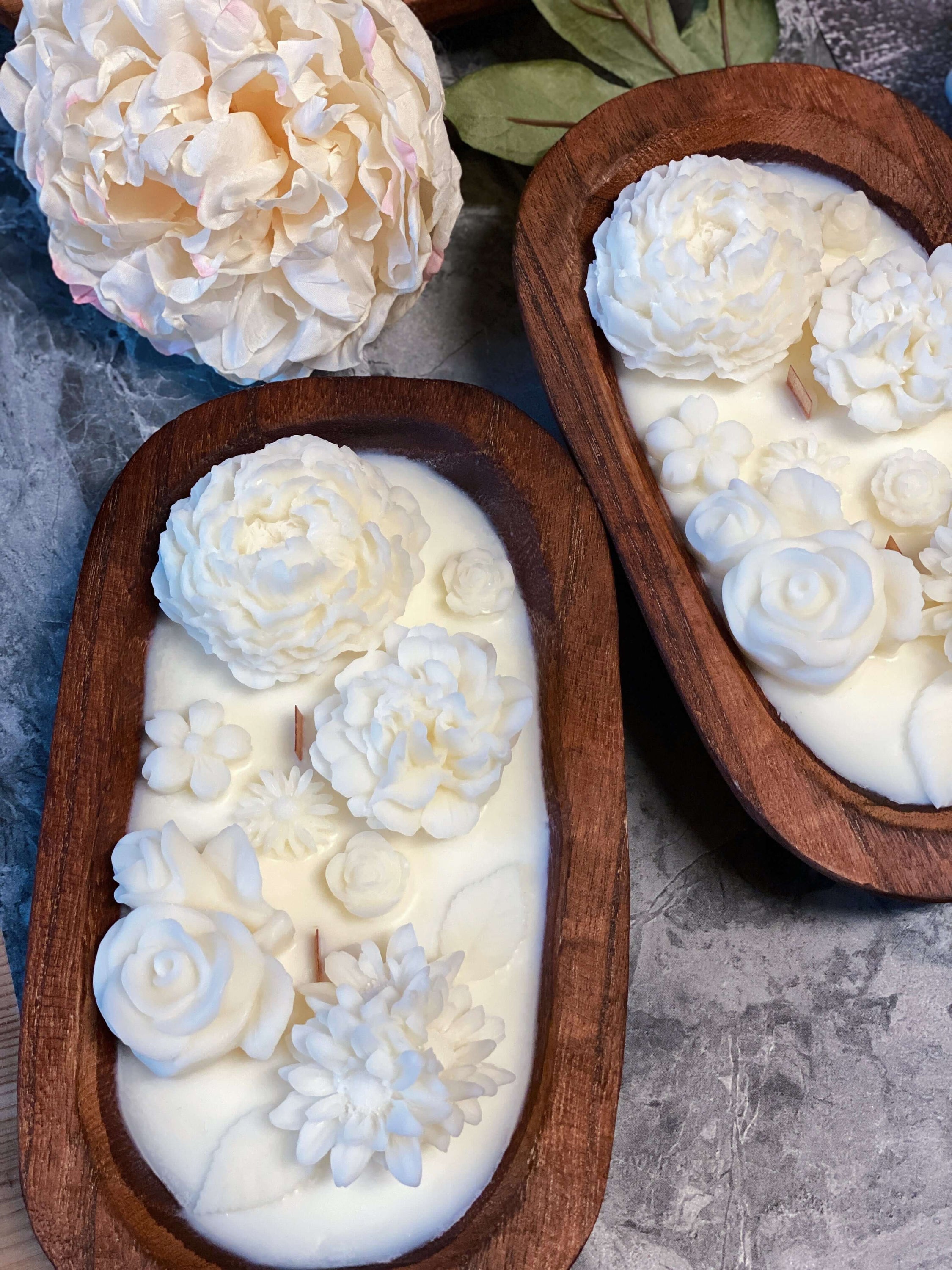 Handcrafted Botanical Garden Dough Bowl Candle Soy Wax Floral