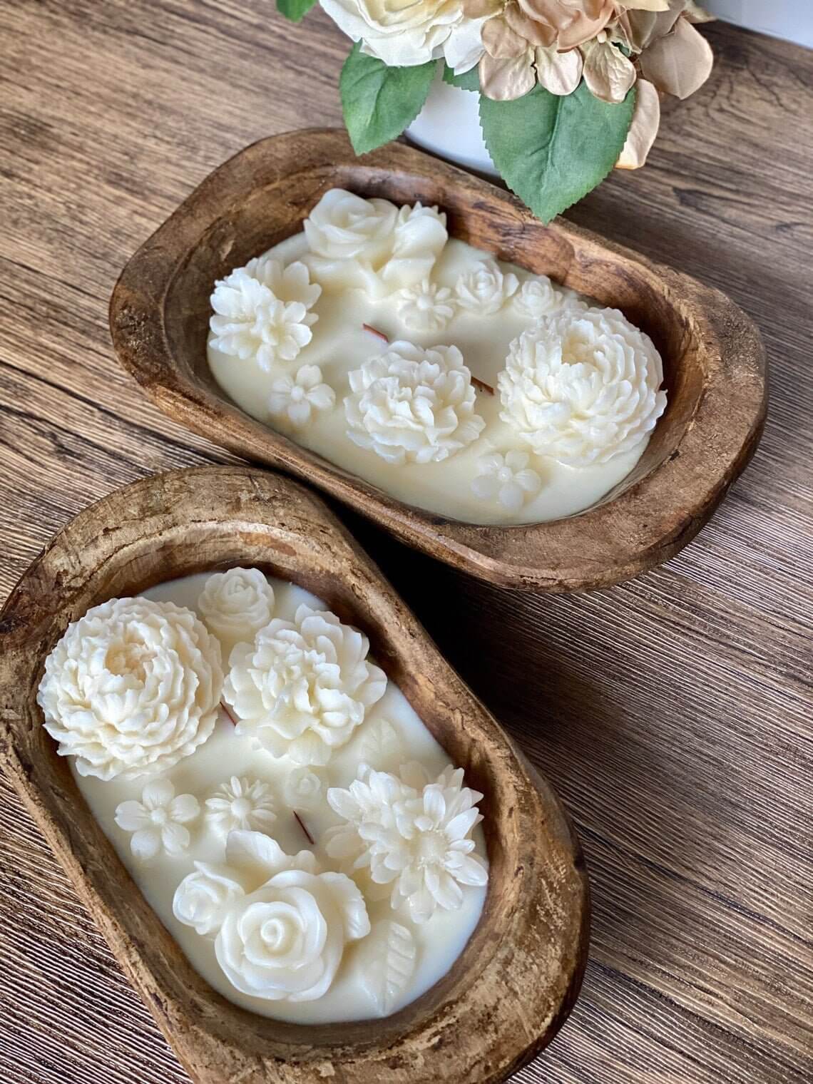 Handcrafted Botanical Garden Dough Bowl Candle Soy Wax Floral