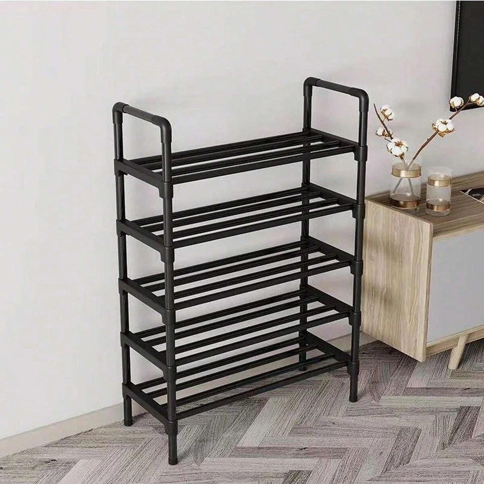 5 Layer Shoe Rack Black Shoe Storage Stand Simple Home Office Shoe Storage DIY
