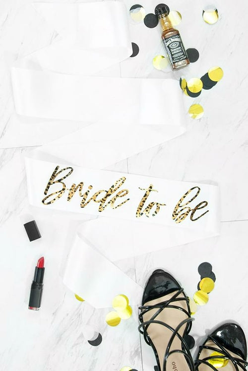 Leopard Print Bride To Be Foil Sashes for Bachelorette Parties