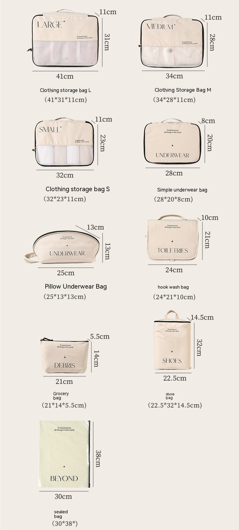 Travel Packing Organizer Set For Suitcase