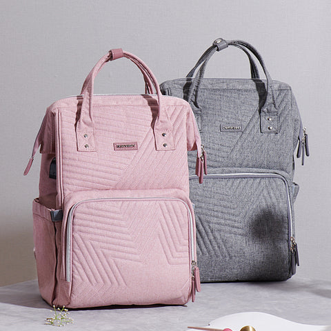 Quilted Diaper Backpack for Moms, Stylish Baby Bag