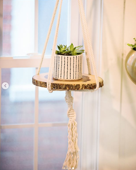 Handwoven Macrame Plant Hanger with Wood Ring
