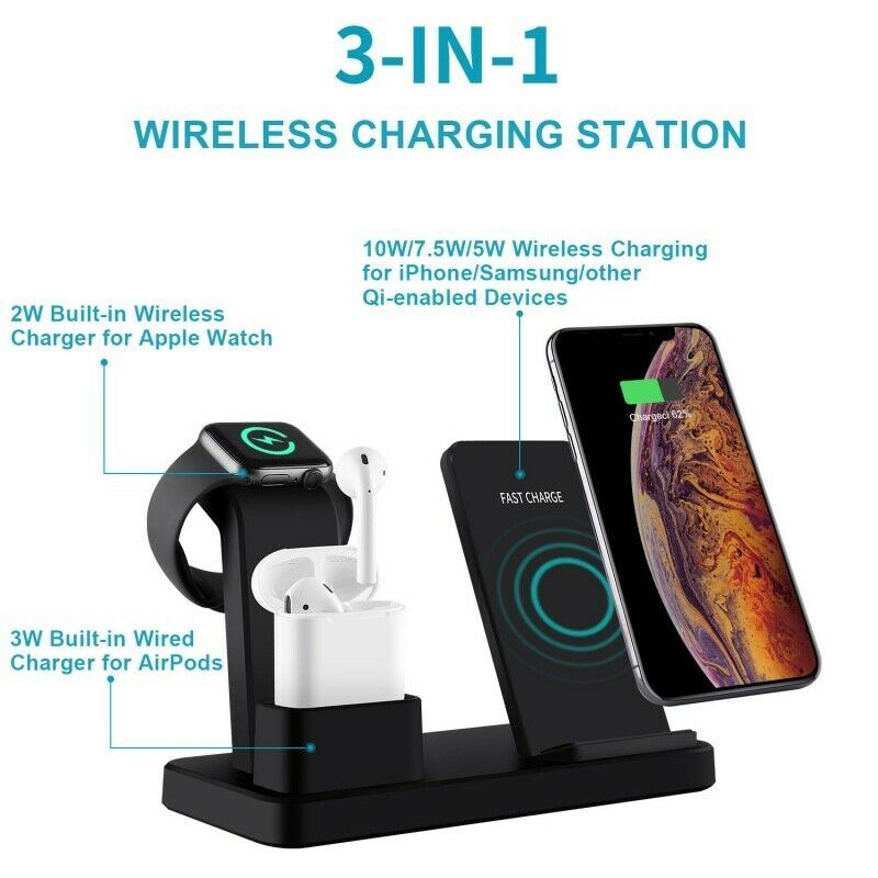 3 in 1 Wireless Charging Station for iPhone Apple Watch AirPods