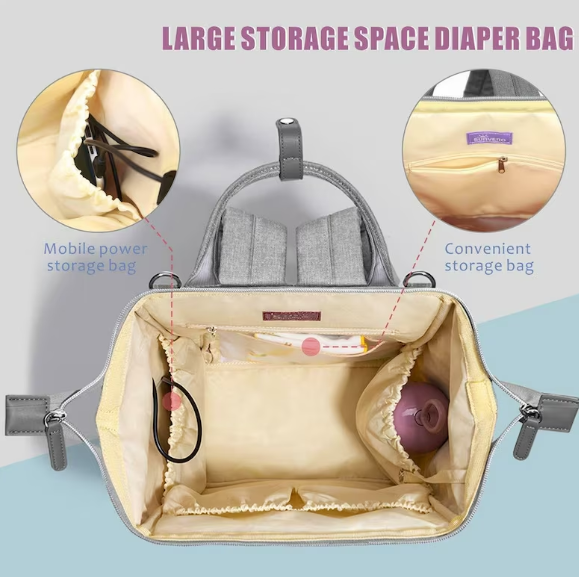 Quilted Diaper Backpack for Moms, Stylish Baby Bag