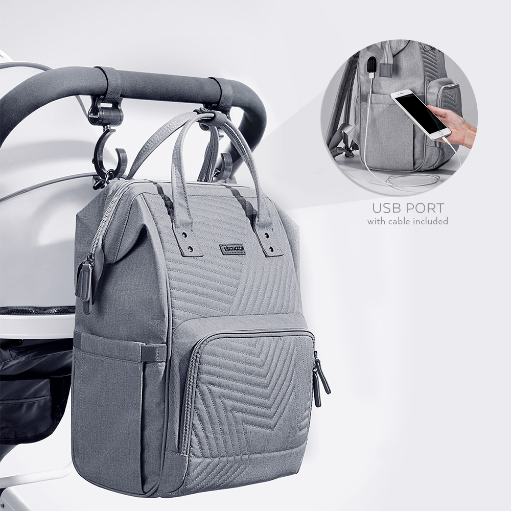 Quilted Diaper Backpack for Moms, Stylish Baby Bag