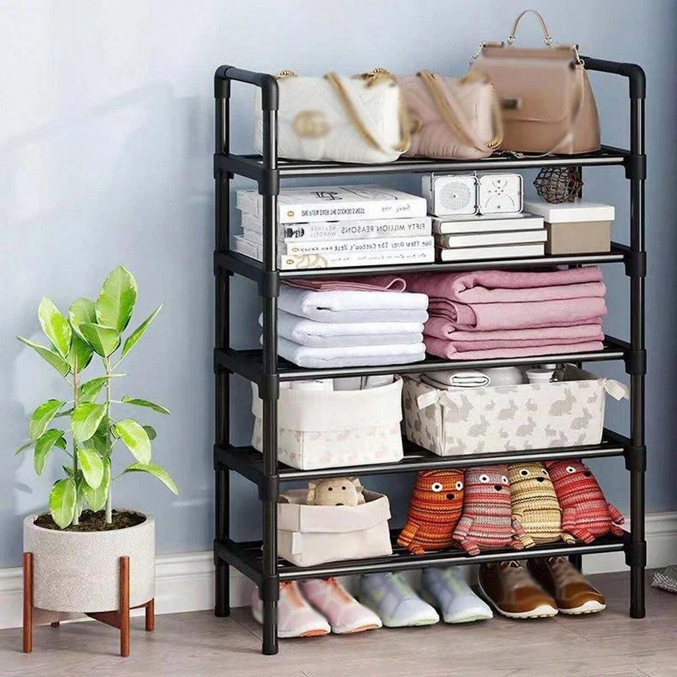 5 Layer Shoe Rack Black Shoe Storage Stand Simple Home Office Shoe Storage DIY