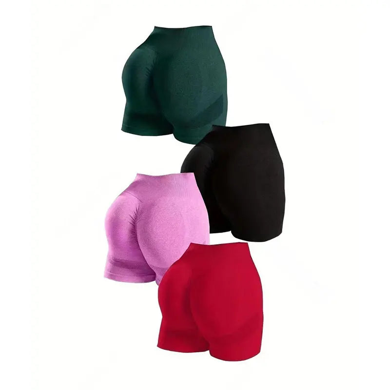 Yoga Basic 4Pcs Marled Knit Scrunch Sports Shorts