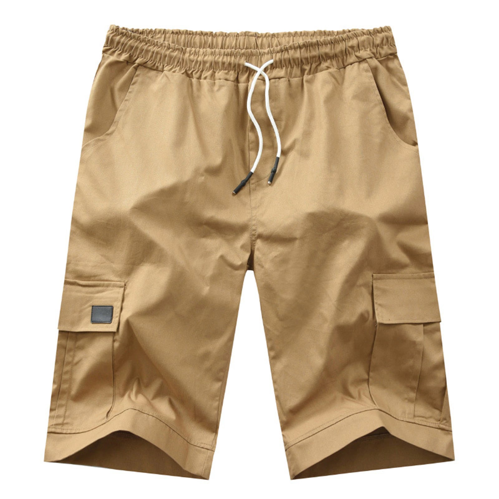 Men Casual Chino Cargo Shorts Elastic Waist Drawstring 6 Pockets Summer Trousers