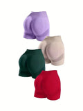 Yoga Basic 4Pcs Marled Knit Scrunch Sports Shorts