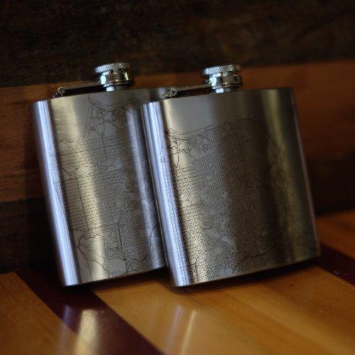 Grand Teton Topographic Map Hip Flasks with Funnel & Pouch