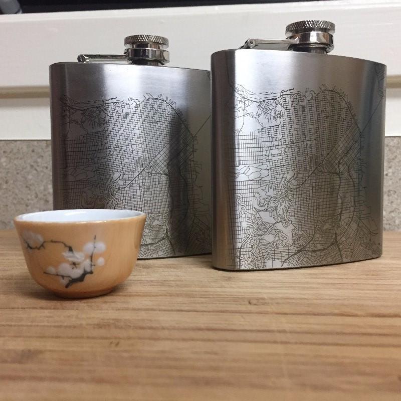 Grand Teton Topographic Map Hip Flasks with Funnel & Pouch