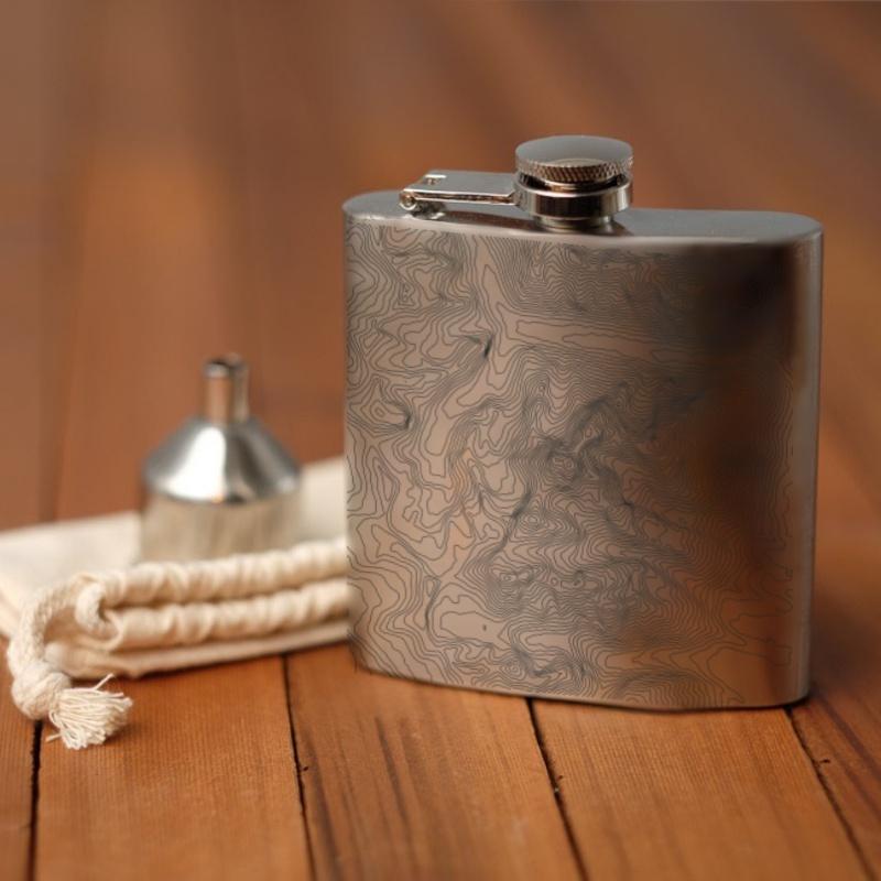 Grand Teton Topographic Map Hip Flasks with Funnel & Pouch